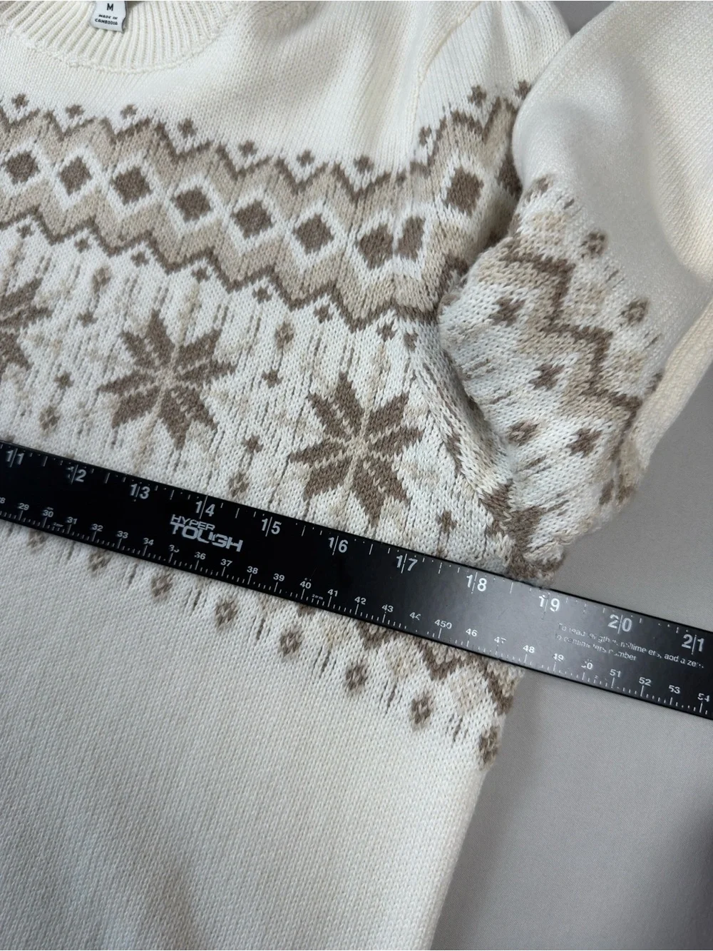 J.Crew Fair Isle Nordic Snowflake Sweater Ivory Cream Size Medium